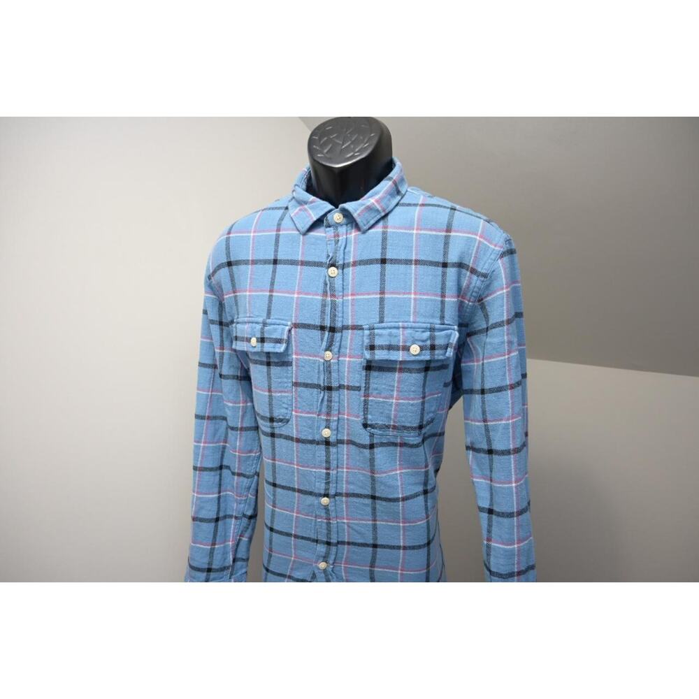 Zara Man Flannel Button Up Shirt Rugged Plaid Casual Long Sleeve Mens Sz Large